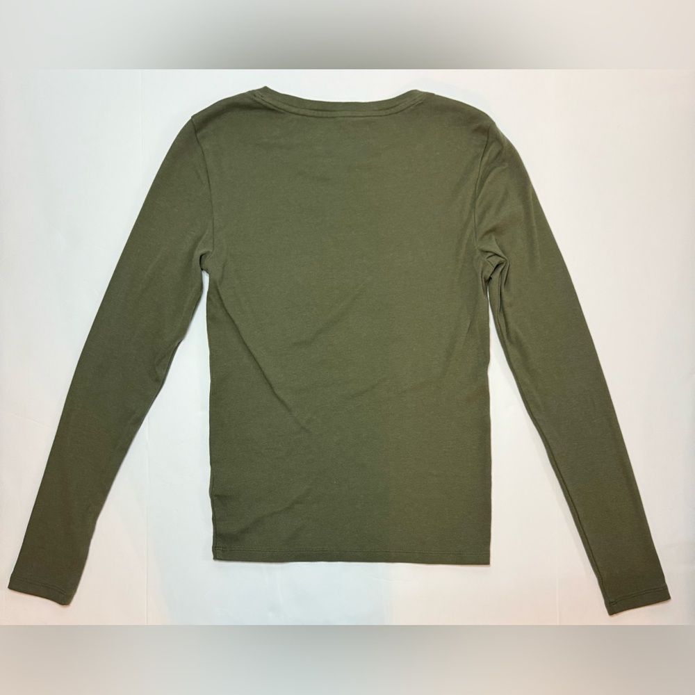 GAP Long Sleeved Favorite Crewneck T-Shirt Olive Night Green Size S - Picture 3 of 11